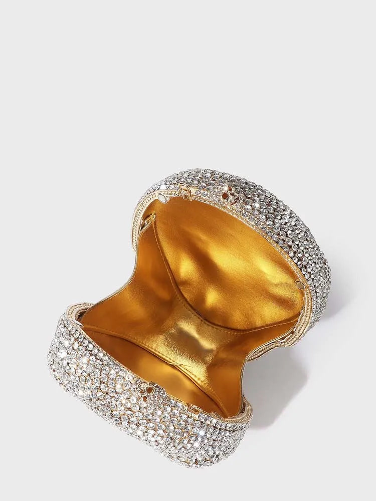 Aurea Rhinestone Skull Clutch