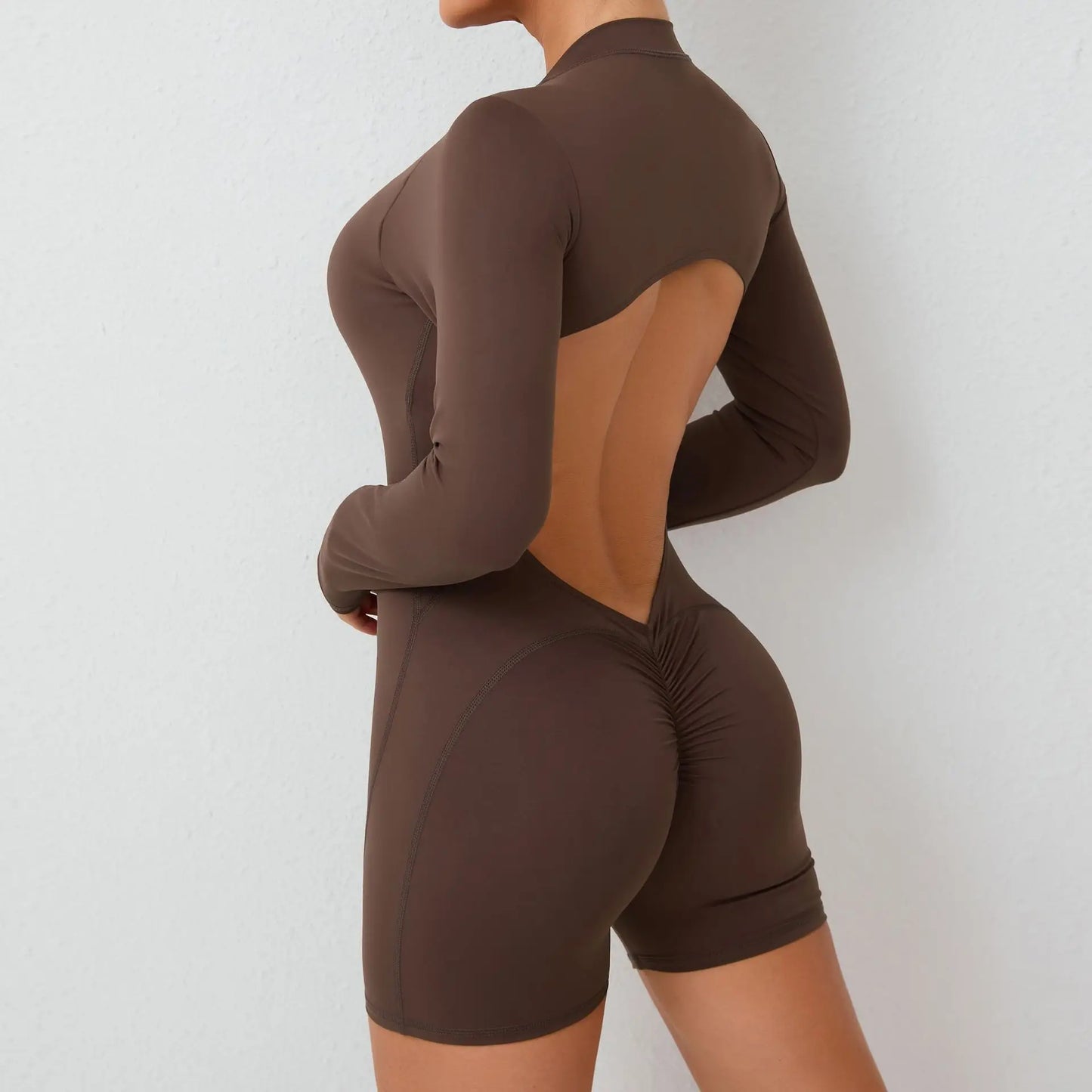 Long-Sleeve Fitness Jumpsuit Flat