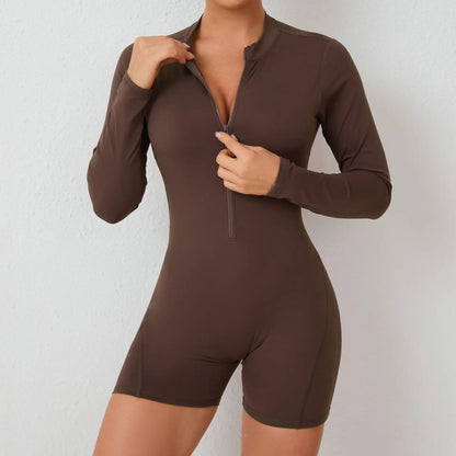 Long-Sleeve Fitness Jumpsuit Flat