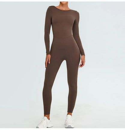Overall Long Sleeve Fitness Jumpsuit