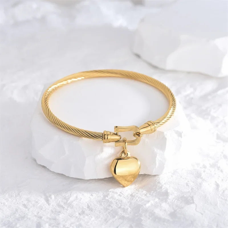 Eira Heart Charm Bangle