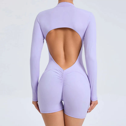 Long-Sleeve Fitness Jumpsuit Flat
