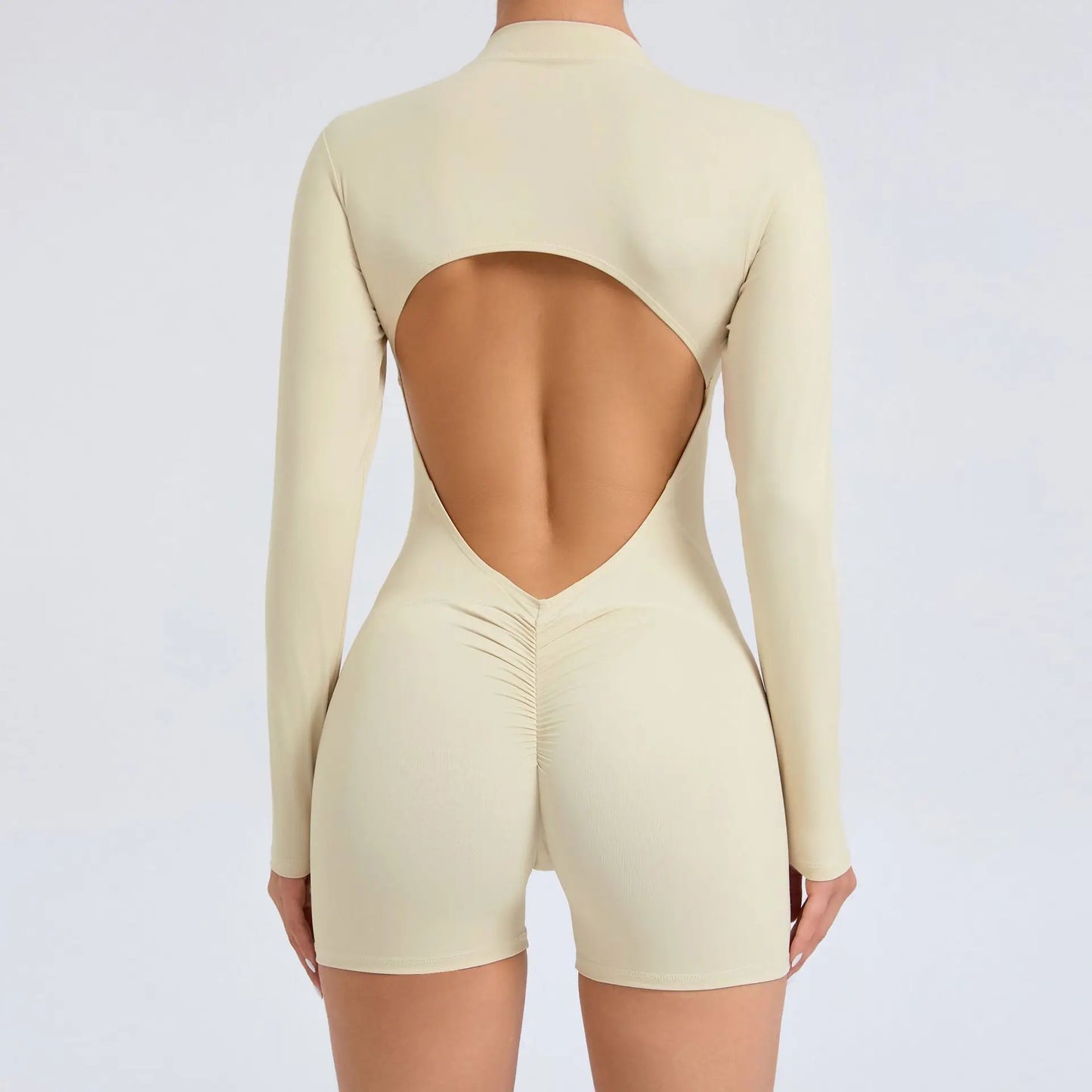 Long-Sleeve Fitness Jumpsuit Flat