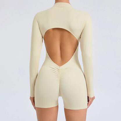 Long-Sleeve Fitness Jumpsuit Flat