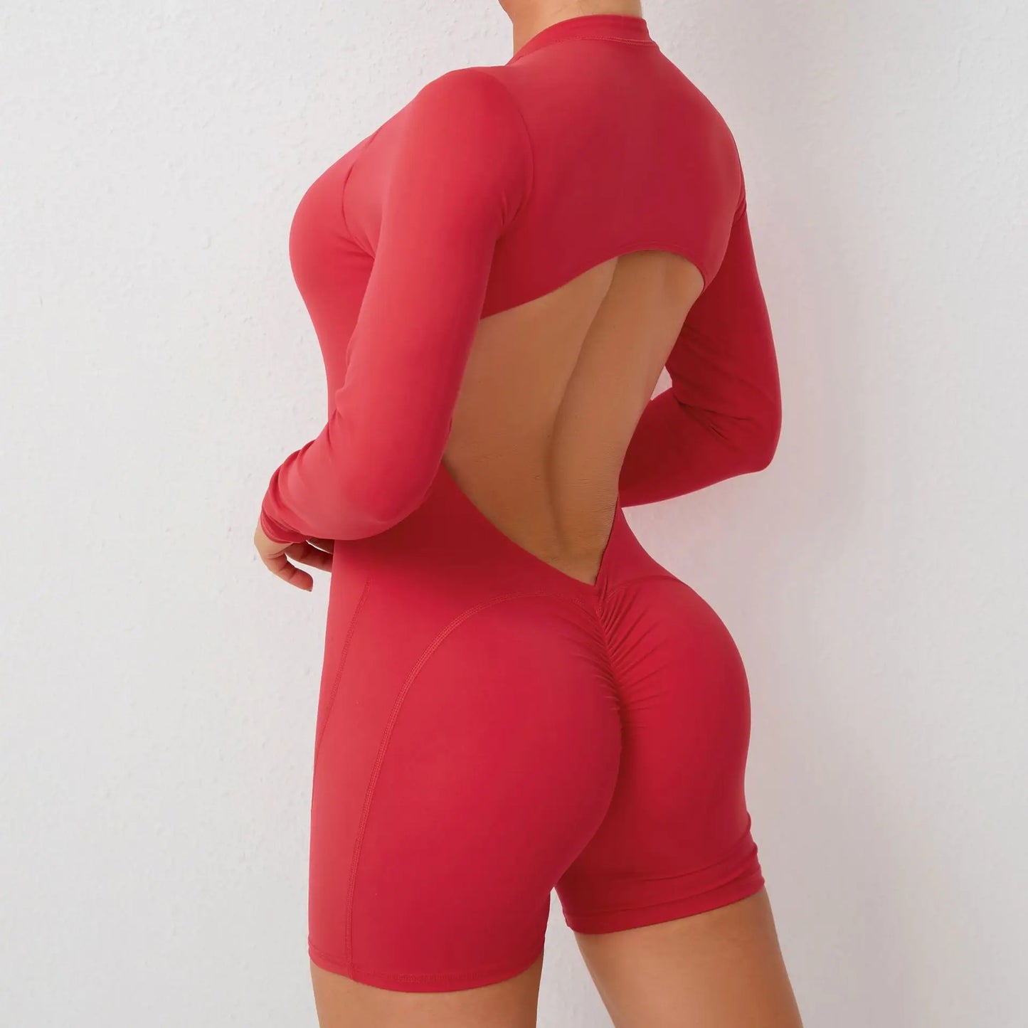 Long-Sleeve Fitness Jumpsuit Flat