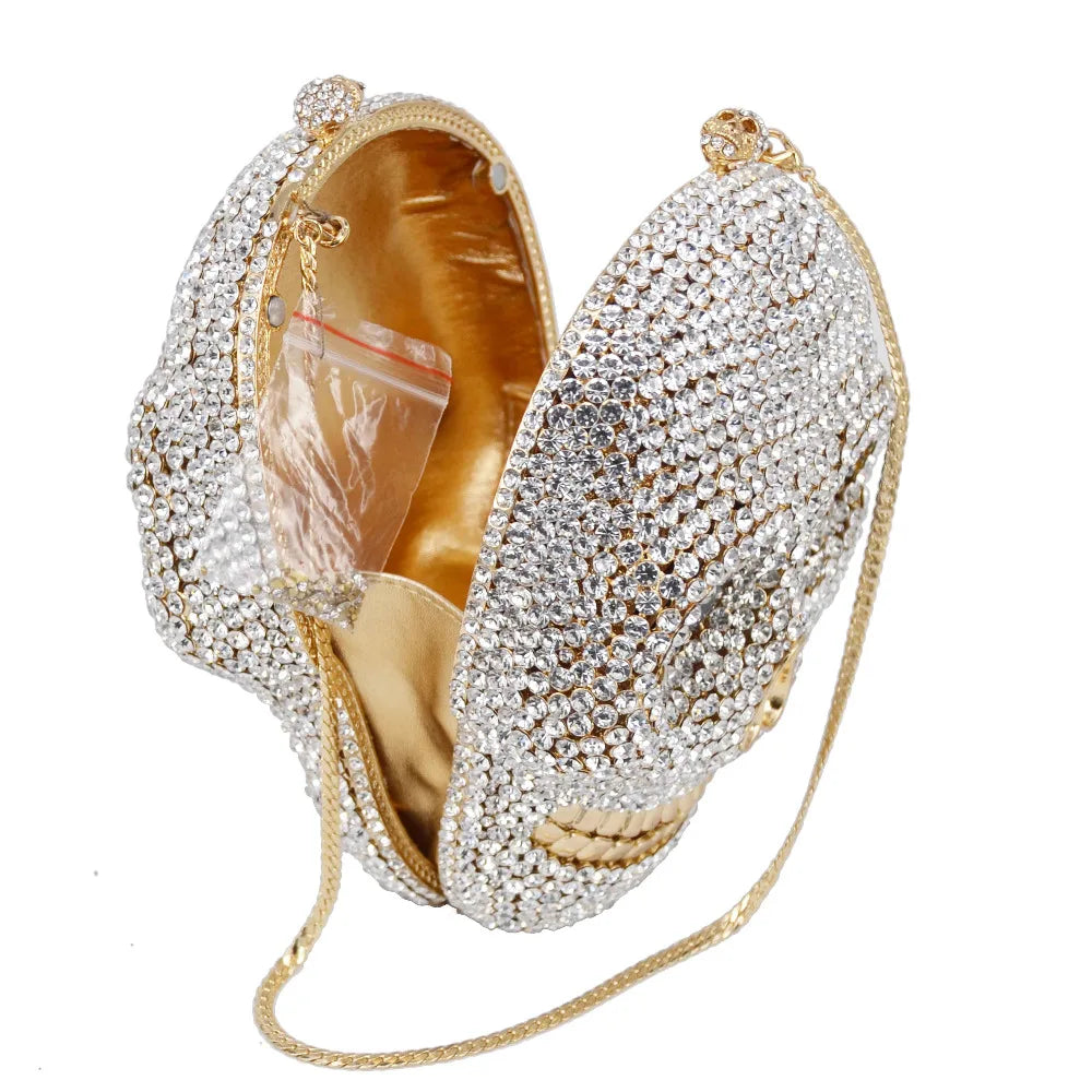Aurea Rhinestone Skull Clutch