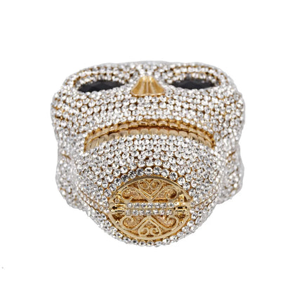 Aurea Rhinestone Skull Clutch