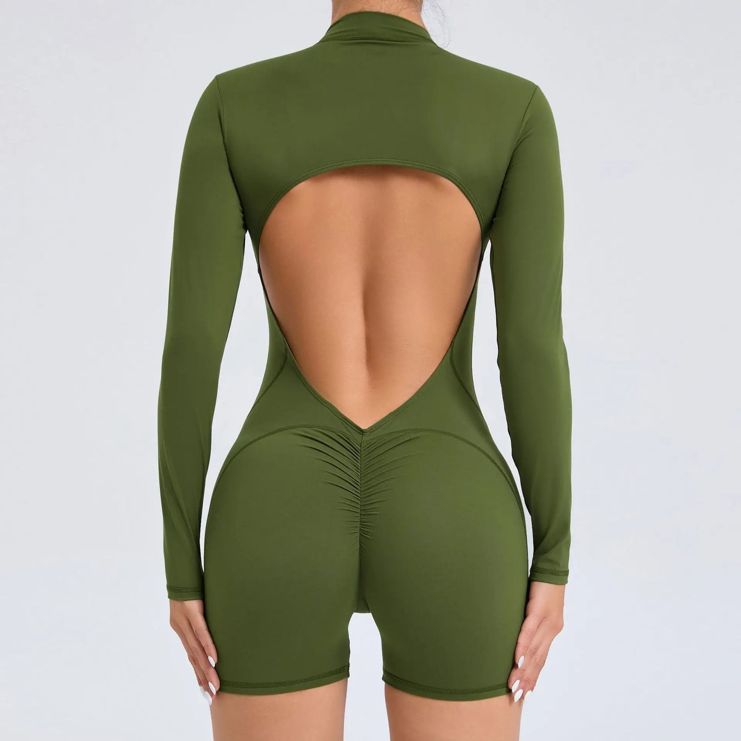Long-Sleeve Fitness Jumpsuit Flat