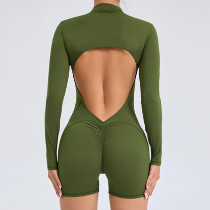 Long-Sleeve Fitness Jumpsuit Flat
