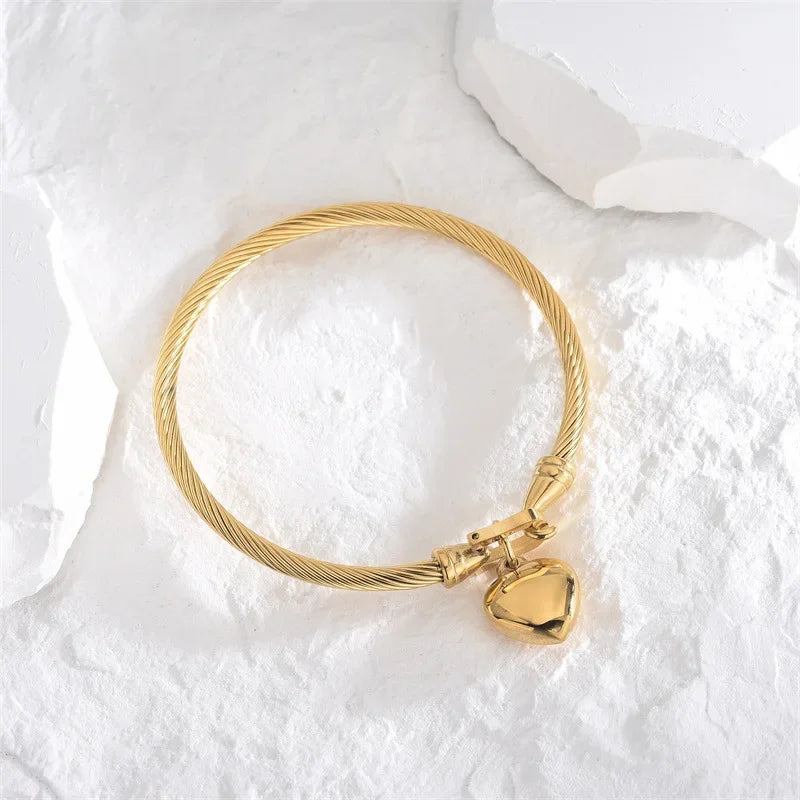 Eira Heart Charm Bangle