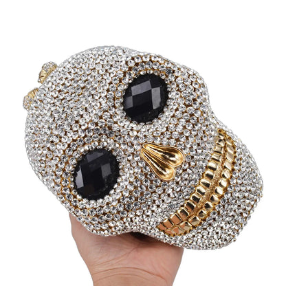 Aurea Rhinestone Skull Clutch