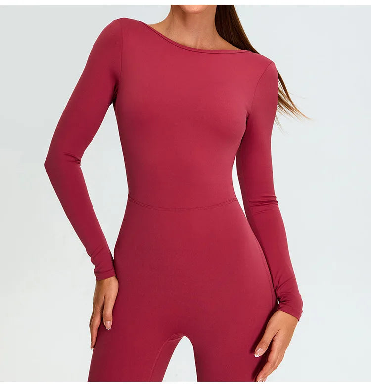 Overall Long Sleeve Fitness Jumpsuit