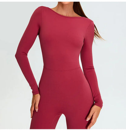 Overall Long Sleeve Fitness Jumpsuit