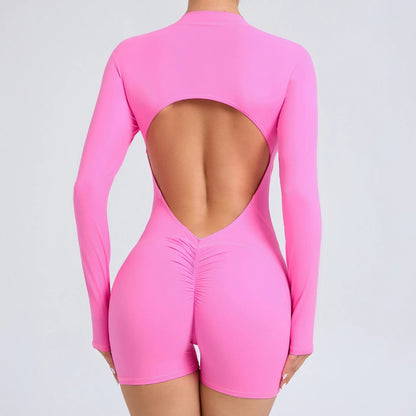 Long-Sleeve Fitness Jumpsuit Flat