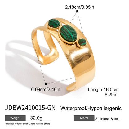 Uworld Vintage18k Gold Color Plated Stainless Steel Natural Stone Tiger Eye Stone Smooth Hollow Bracelet Women's Accessories Par